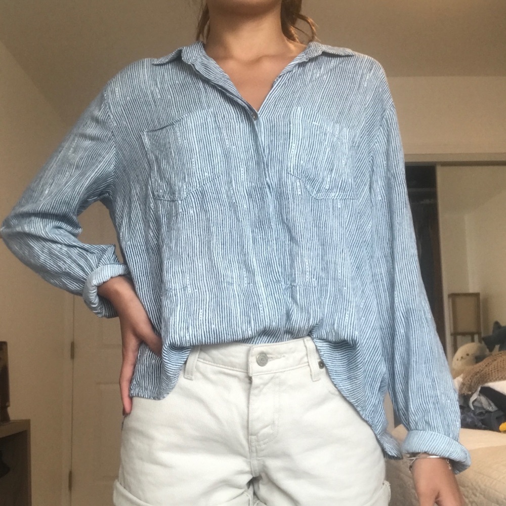 Striped Button Down Blouse